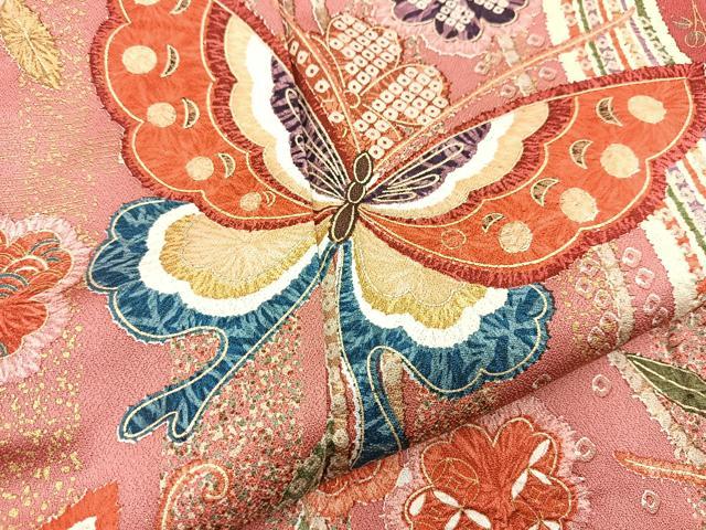 平和屋着物■豪華振袖　花蝶文　暈し染め　金彩　正絹　逸品　BAAX9518yc