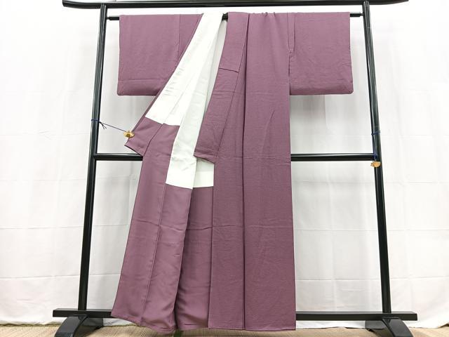 平和屋着物■上質な色無地　紋意匠　二藍色　正絹　逸品　BAAX9520yc
