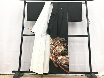 平和屋着物■豪華黒留袖　作家物　刺繍　束ね熨斗人物文　金銀彩　正絹　逸品　BAAX9522yc