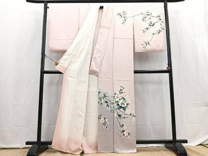 平和屋着物■訪問着　作家物　手描き　椿文　暈し染め　正絹　逸品　BAAX9523yc
