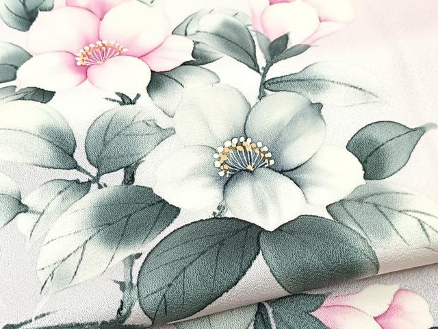 平和屋着物■訪問着　作家物　手描き　椿文　暈し染め　正絹　逸品　BAAX9523yc