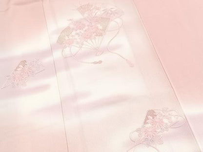 平和屋着物■中国三大刺繍　汕頭刺繍　スワトウ刺繍　訪問着　総刺繍　扇花文　暈し染め　やまと誂製　正絹　逸品　BAAX9524yc