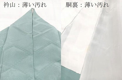 平和屋着物■上質な色無地　菱つなぎ花地紋　水浅葱色　正絹　逸品　BAAX9528yc