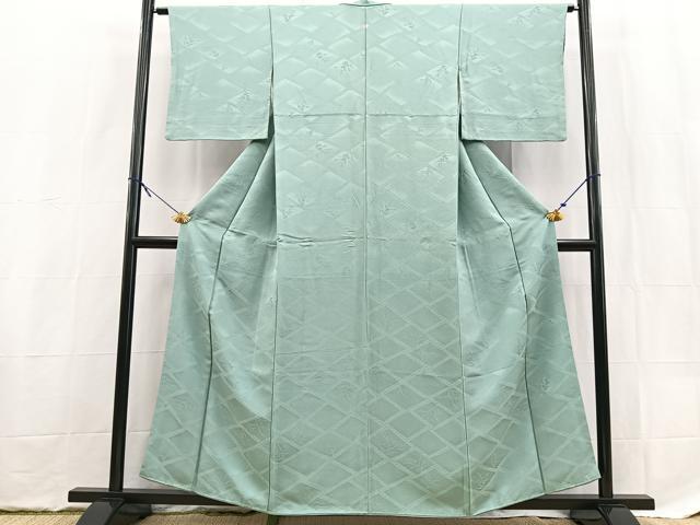 平和屋着物■上質な色無地　菱つなぎ花地紋　水浅葱色　正絹　逸品　BAAX9528yc