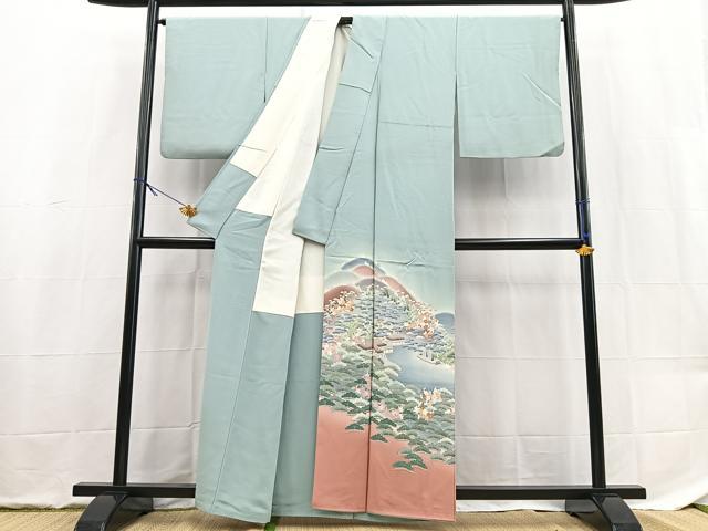 平和屋着物■豪華色留袖　友禅　作家物　松竹梅風景文　暈し染め　正絹　逸品　BAAX9533yc