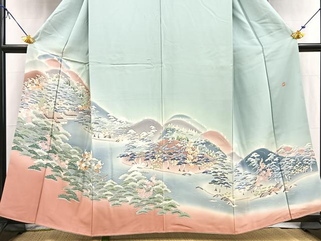 平和屋着物■豪華色留袖　友禅　作家物　松竹梅風景文　暈し染め　正絹　逸品　BAAX9533yc
