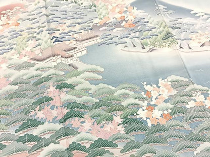 平和屋着物■豪華色留袖　友禅　作家物　松竹梅風景文　暈し染め　正絹　逸品　BAAX9533yc