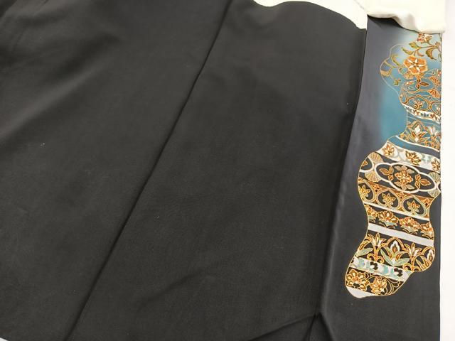 平和屋着物■豪華黒留袖　作家物　向かい鳳凰更紗花文　暈し染め　金銀彩　正絹　逸品　BAAX9536yc