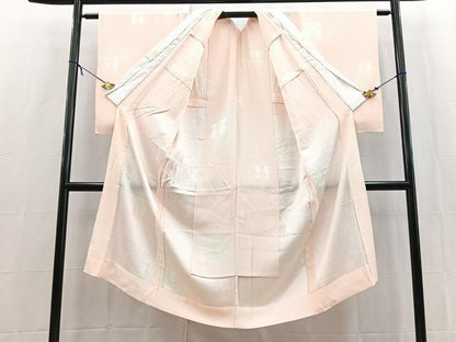 平和屋着物■長襦袢　無双仕立て　遠州椿地紋　暈し染め　半衿刺繍　正絹　逸品　BAAX9539yc
