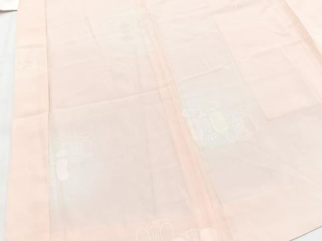 平和屋着物■長襦袢　無双仕立て　遠州椿地紋　暈し染め　半衿刺繍　正絹　逸品　BAAX9539yc