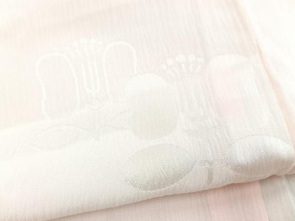 平和屋着物■長襦袢　無双仕立て　遠州椿地紋　暈し染め　半衿刺繍　正絹　逸品　BAAX9539yc