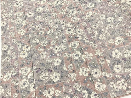 平和屋着物■上質な小紋　切嵌花文　鬼しぼ縮緬　正絹　逸品　BAAX9541yc