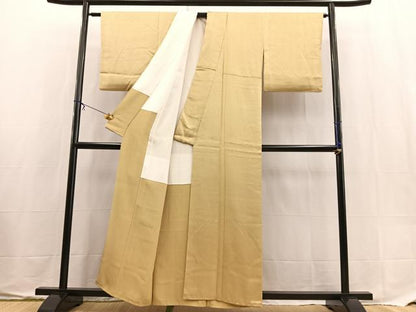 平和屋着物■上質な色無地　鮫小紋柄地紋　浅黄色　正絹　逸品　BAAX9547yc