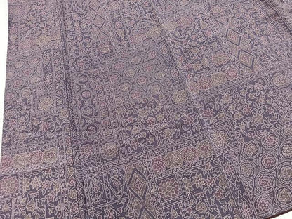 平和屋着物■上質な小紋　幾何学更紗花文　鬼しぼ縮緬　正絹　逸品　BAAX9548yc