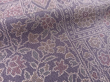 平和屋着物■上質な小紋　幾何学更紗花文　鬼しぼ縮緬　正絹　逸品　BAAX9548yc