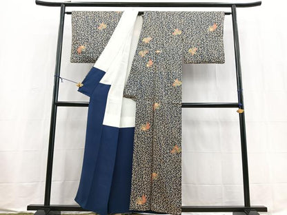 平和屋着物■上質な小紋　花蝶文　正絹　逸品　BAAX9550yc