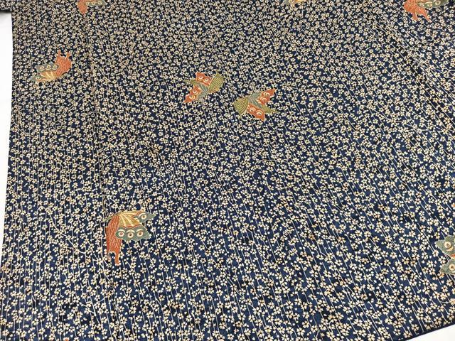 平和屋着物■上質な小紋　花蝶文　正絹　逸品　BAAX9550yc