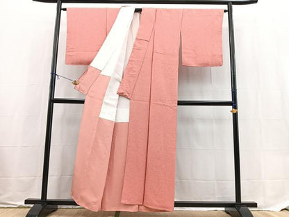 平和屋着物■上質な色無地　氷割れ地紋　薄紅色　正絹　逸品　未使用　BAAX9552yc