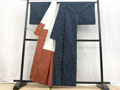 平和屋着物■上質な紬　草葉文　正絹　逸品　BAAX9554yc