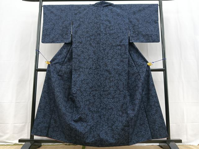 平和屋着物■上質な紬　草葉文　正絹　逸品　BAAX9554yc