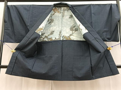 平和屋着物●男性　本場大島紬　アンサンブル　長羽織　100亀甲　総詰め　鈴乃屋扱い　反端付き　正絹　逸品　BAAX9556yc