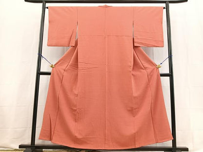 平和屋着物■上質な紬　色無地　真朱色　正絹　逸品　BAAX9557yc
