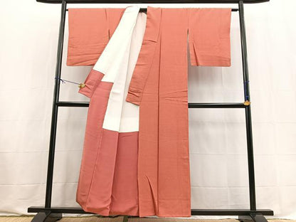 平和屋着物■上質な紬　色無地　真朱色　正絹　逸品　BAAX9557yc