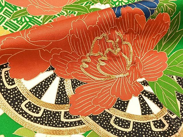 平和屋着物■豪華振袖　駒刺繍　菱天井花車文　金彩　正絹　逸品　BAAX9558yc