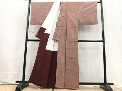 平和屋着物■上質な紬　横段文　正絹　逸品　BAAX9559yc