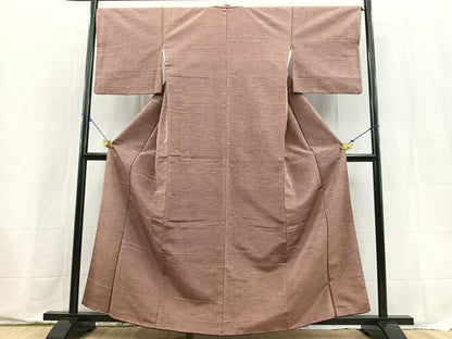 平和屋着物■上質な紬　横段文　正絹　逸品　BAAX9559yc