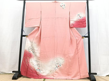 平和屋着物■訪問着　花蝶文　暈し染め　金銀彩　正絹　逸品　BAAX9560yc