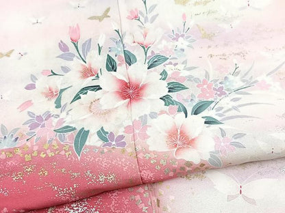 平和屋着物■訪問着　花蝶文　暈し染め　金銀彩　正絹　逸品　BAAX9560yc