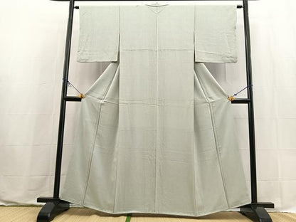 平和屋着物■上質な色無地　鹿の子地紋　薄雲鼠色　正絹　逸品　BAAX9562yc