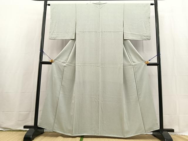 平和屋着物■上質な色無地　鹿の子地紋　薄雲鼠色　正絹　逸品　BAAX9562yc