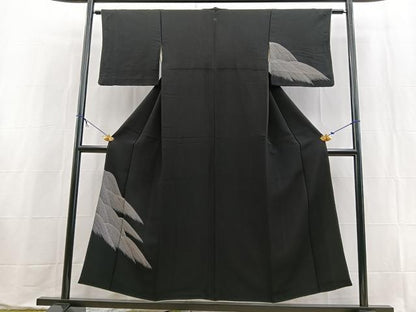 平和屋着物■訪問着　立波文　黒地　正絹　逸品　BAAX9563yc