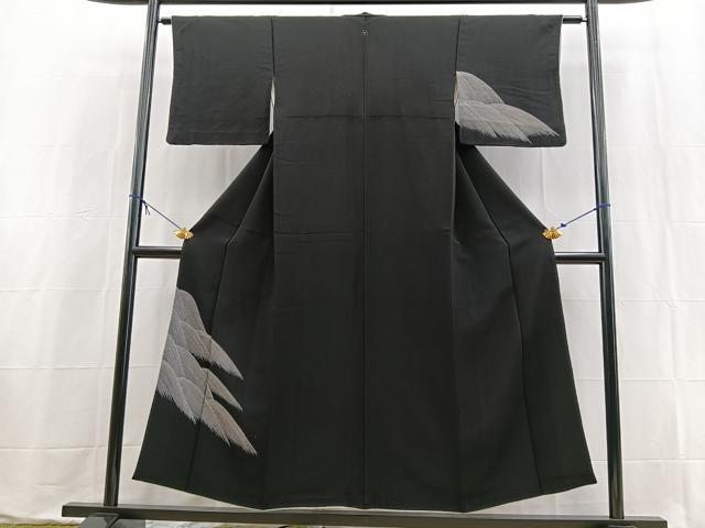 平和屋着物■訪問着　立波文　黒地　正絹　逸品　BAAX9563yc