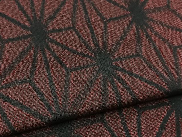 平和屋着物■上質な紬　麻の葉文様　正絹　逸品　BAAX9565yc