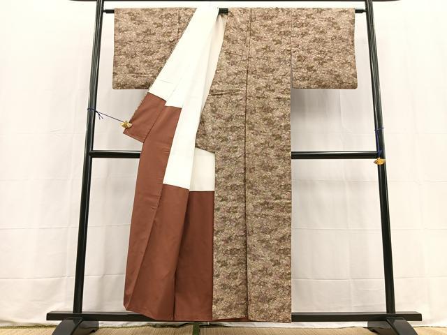 平和屋着物■本場染大島紬　草葉文　正絹　逸品　BAAX9568yc