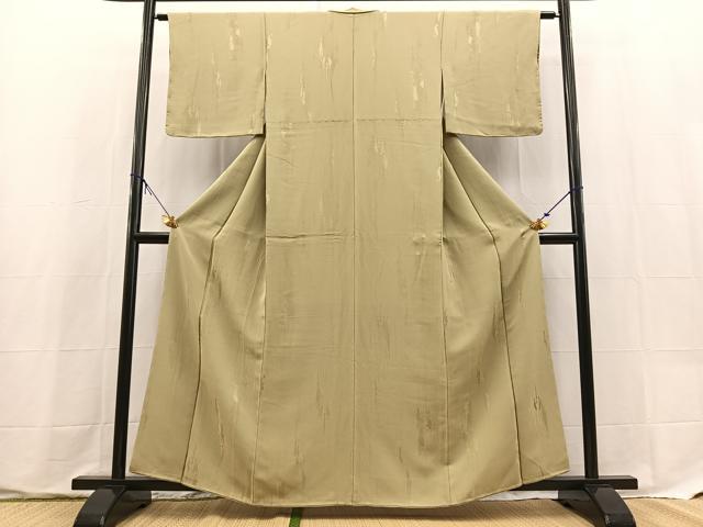 平和屋着物■上質な色無地 杢目地紋 柳茶色 正絹 逸品 未使用 BAAX9569yc
