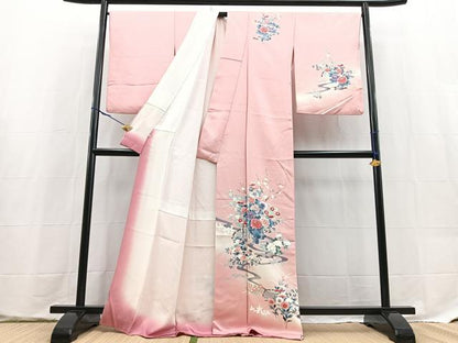 平和屋着物●訪問着　刺繍　風景花文　暈し染め　正絹　逸品　BAAX9570yc