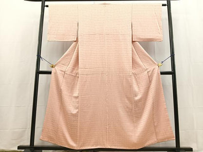 平和屋着物■上質な色無地　石垣地紋　水柿色　正絹　逸品　BAAX9572yc