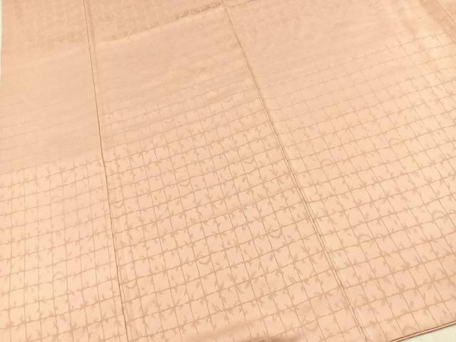 平和屋着物■上質な色無地　石垣地紋　水柿色　正絹　逸品　BAAX9572yc