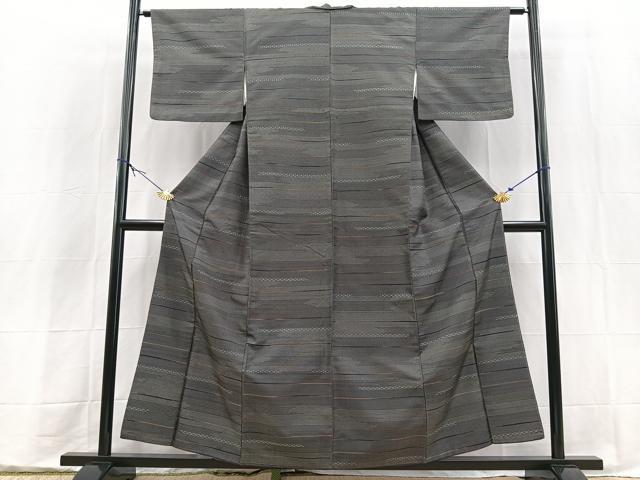 平和屋着物■上質な紬　100亀甲　吉祥横段文　正絹　逸品　BAAX9573yc