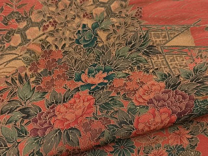 平和屋着物■上質な小紋　立波風景花鳥文　正絹　逸品　BAAX9575yc
