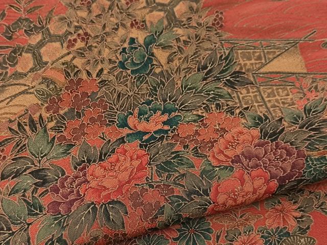 平和屋着物■上質な小紋　立波風景花鳥文　正絹　逸品　BAAX9575yc