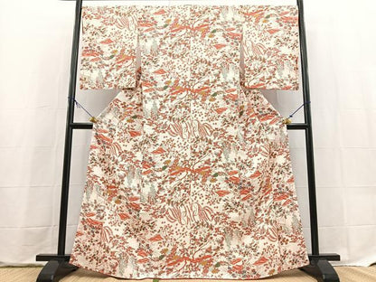 平和屋着物■上質な小紋　風景花文　正絹　逸品　BAAX9577yc
