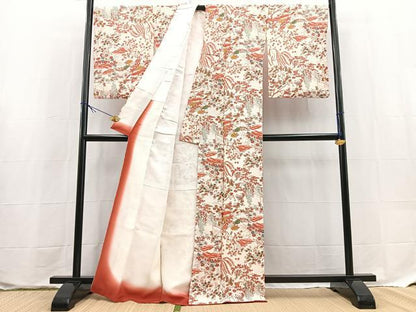 平和屋着物■上質な小紋　風景花文　正絹　逸品　BAAX9577yc