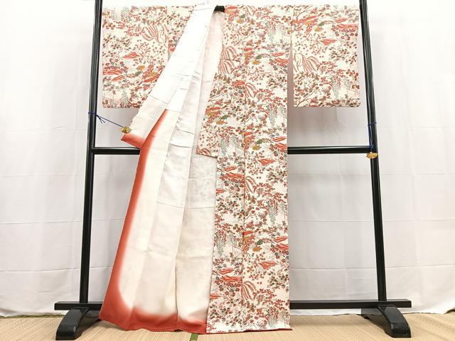 平和屋着物■上質な小紋　風景花文　正絹　逸品　BAAX9577yc