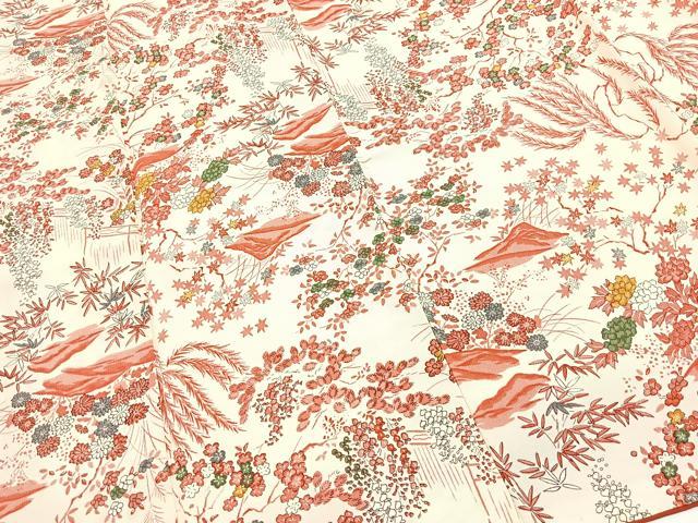平和屋着物■上質な小紋　風景花文　正絹　逸品　BAAX9577yc