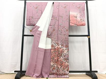 平和屋着物●訪問着　更紗花文　暈し染め　正絹　逸品　BAAX9578yc